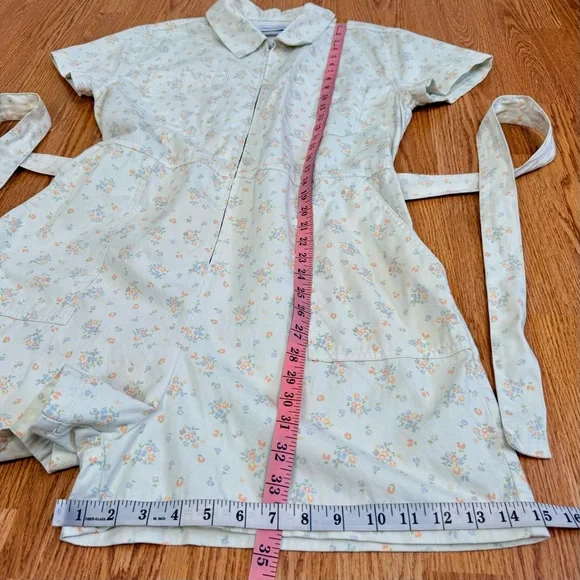 Urban Outfitters Nuuly Rosetta Floral Romper utility shorts tie sash size large - Picture 14 of 17